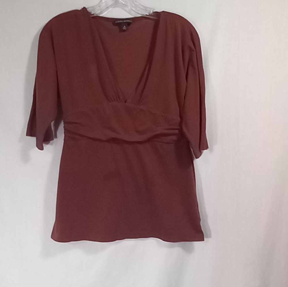 Banana Republic Brown Silk Blend V-neck Mid Sleeve Top Size M